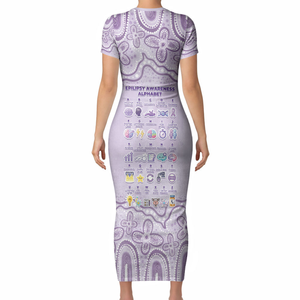 Personalised Epilepsy Support Short Sleeve Bodycon Dress Purple Ribbon Butterfly Cute Style