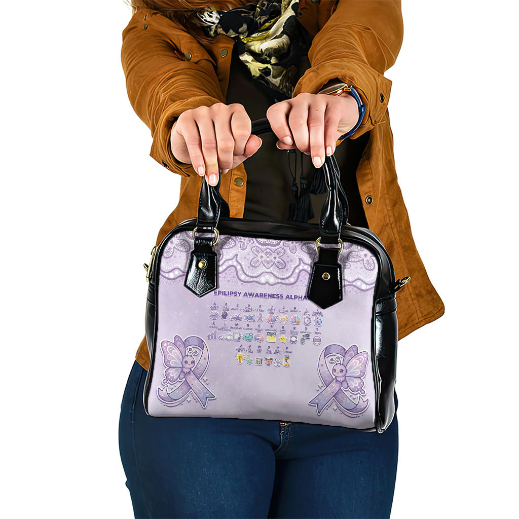 Epilepsy Support Shoulder Handbag Purple Ribbon Butterfly Cute Style