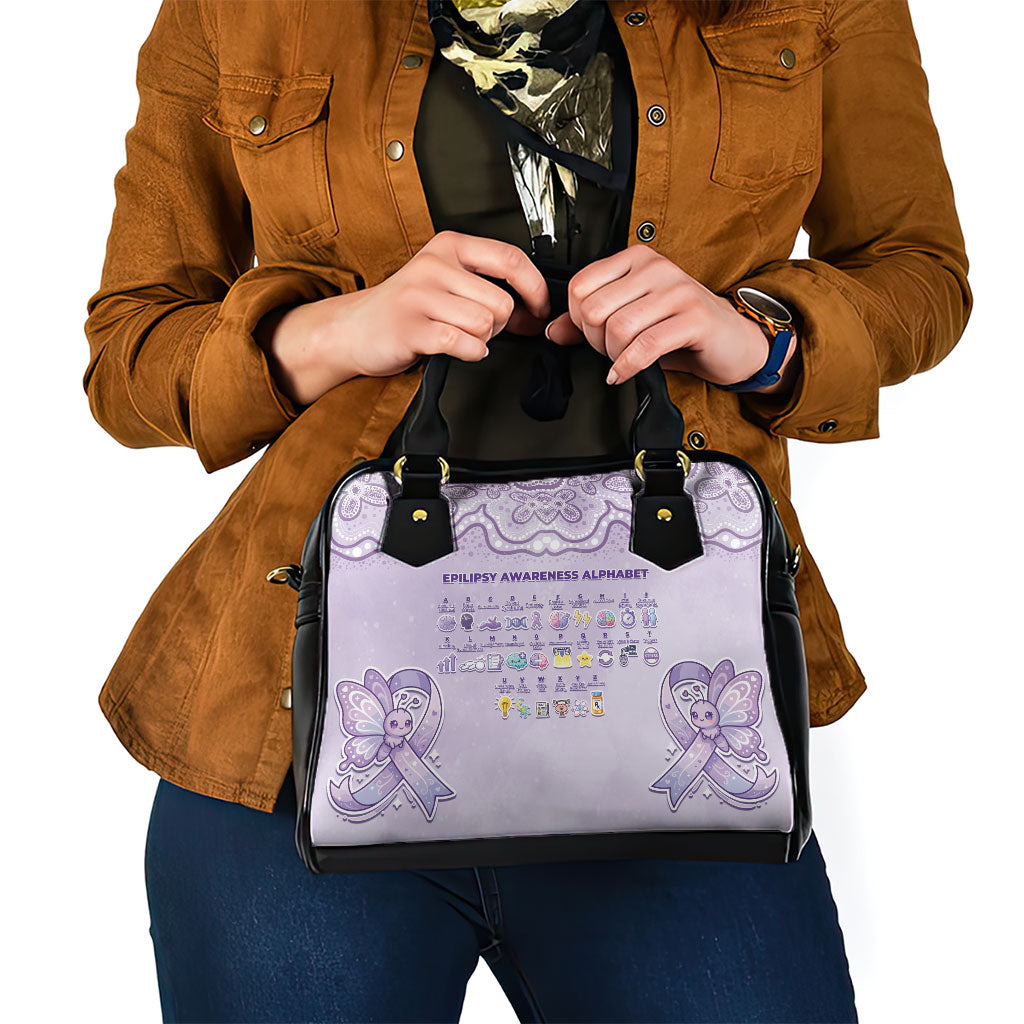 Epilepsy Support Shoulder Handbag Purple Ribbon Butterfly Cute Style