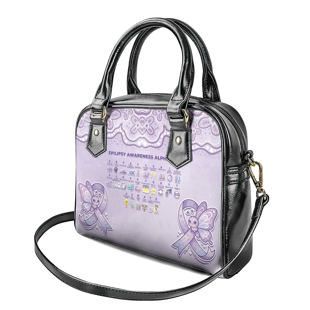 Epilepsy Support Shoulder Handbag Purple Ribbon Butterfly Cute Style
