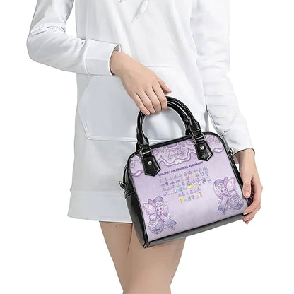 Epilepsy Support Shoulder Handbag Purple Ribbon Butterfly Cute Style