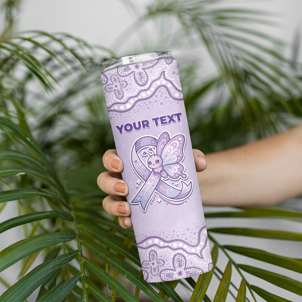 Personalised Epilepsy Support Skinny Tumbler Purple Ribbon Butterfly Cute Style