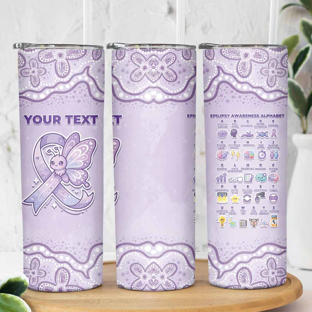 Personalised Epilepsy Support Skinny Tumbler Purple Ribbon Butterfly Cute Style