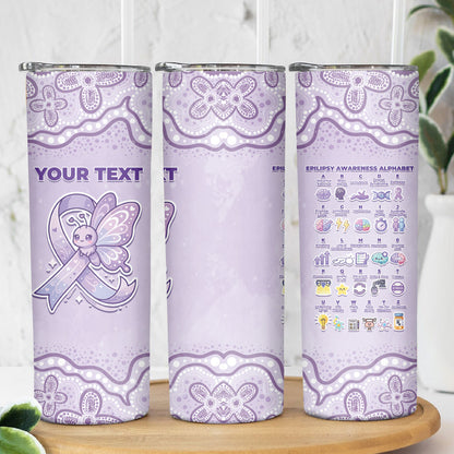 Personalised Epilepsy Support Skinny Tumbler Purple Ribbon Butterfly Cute Style