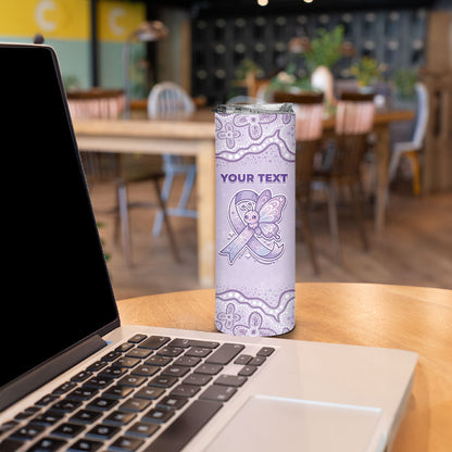 Personalised Epilepsy Support Skinny Tumbler Purple Ribbon Butterfly Cute Style
