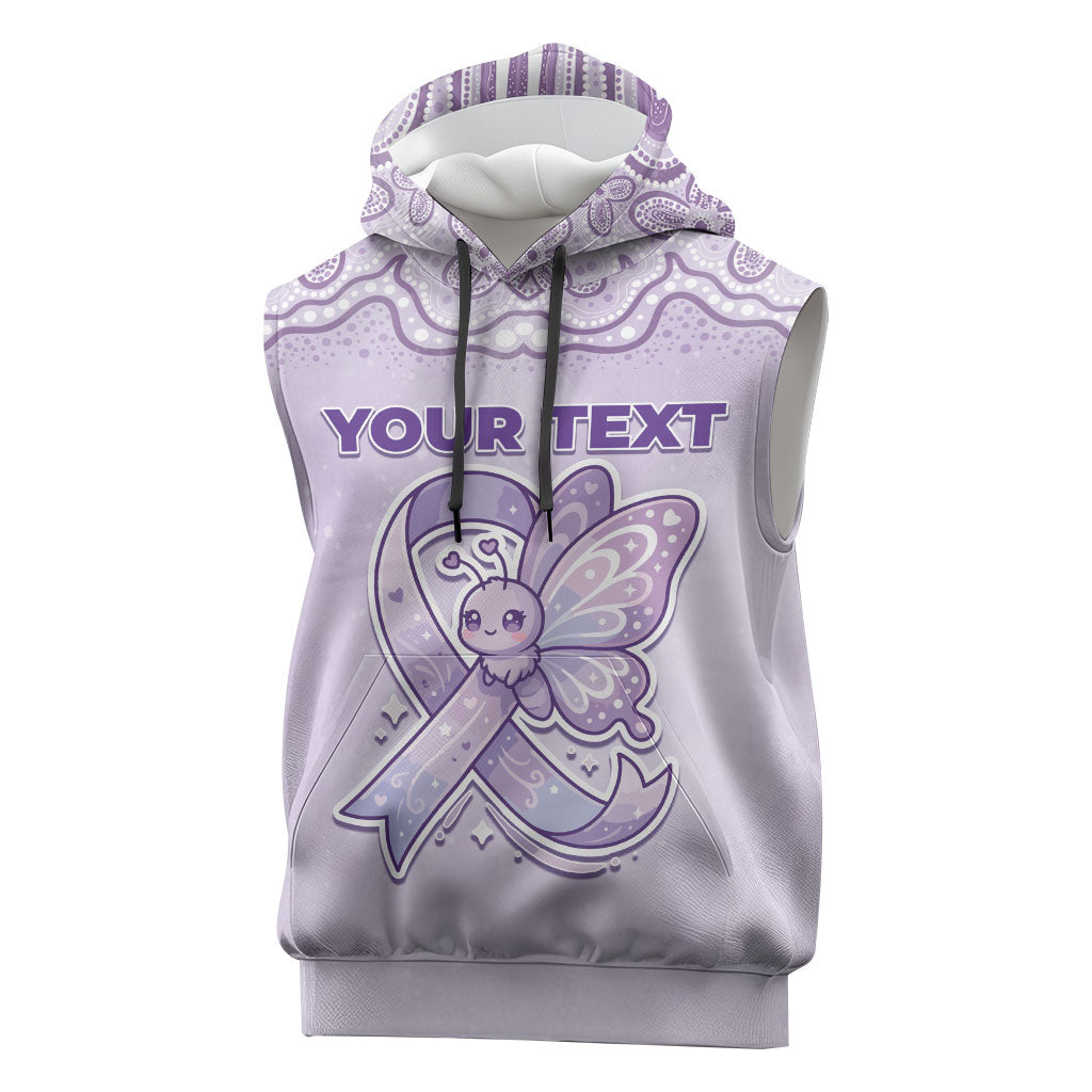 Personalised Epilepsy Support Sleeveless Hoodie Purple Ribbon Butterfly Cute Style