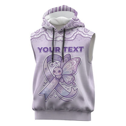 Personalised Epilepsy Support Sleeveless Hoodie Purple Ribbon Butterfly Cute Style
