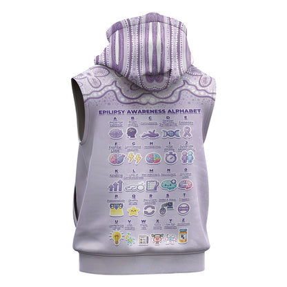 Personalised Epilepsy Support Sleeveless Hoodie Purple Ribbon Butterfly Cute Style
