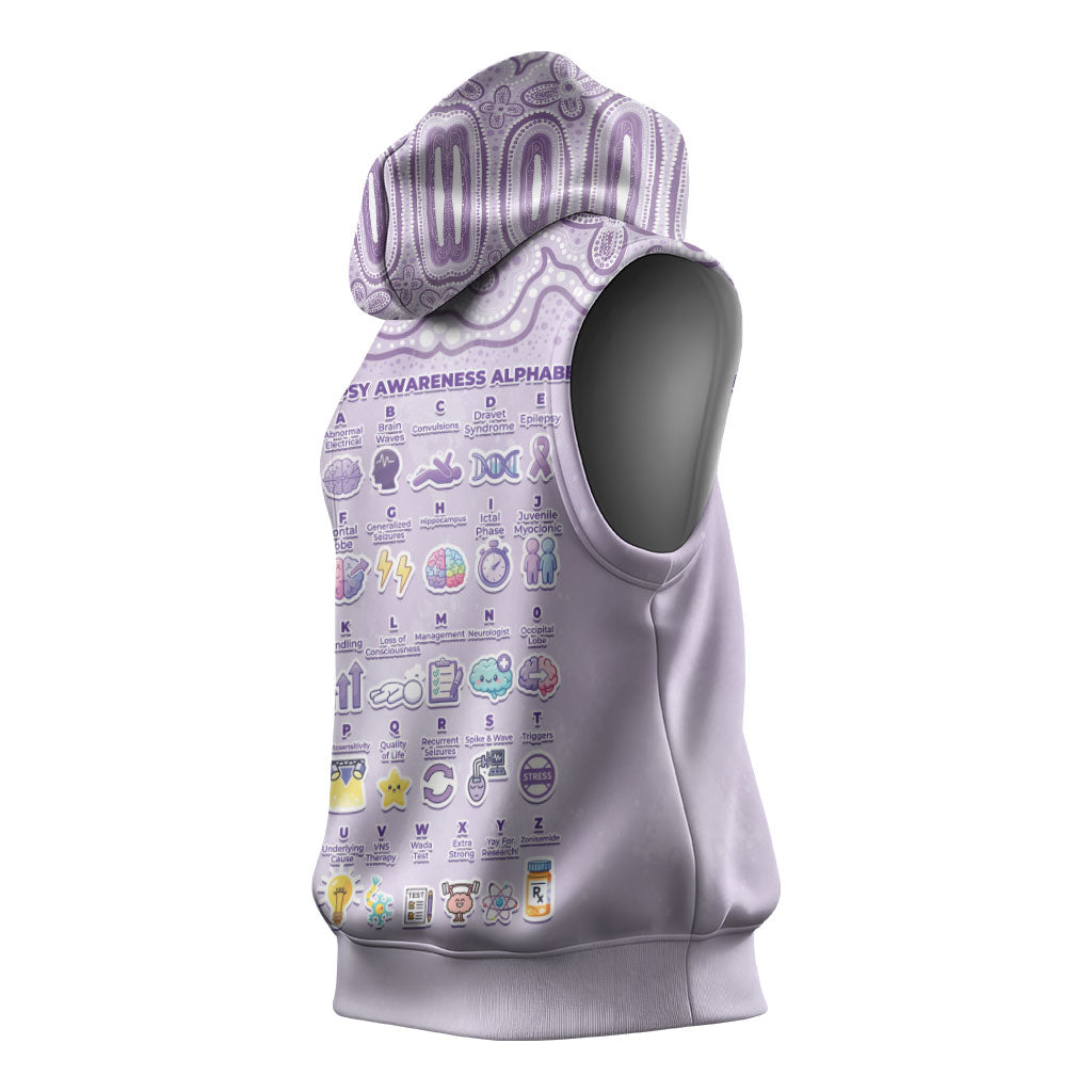 Personalised Epilepsy Support Sleeveless Hoodie Purple Ribbon Butterfly Cute Style