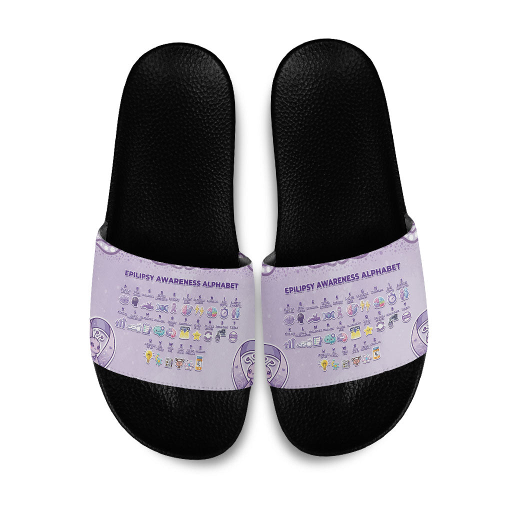 Epilepsy Support Slide Sandals Purple Ribbon Butterfly Cute Style