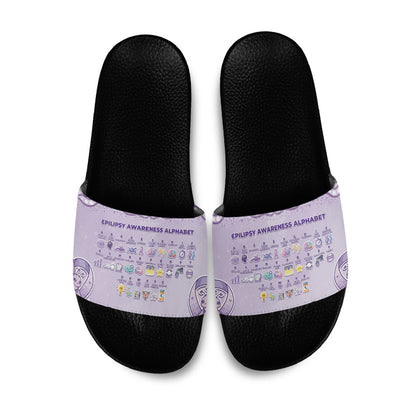 Epilepsy Support Slide Sandals Purple Ribbon Butterfly Cute Style