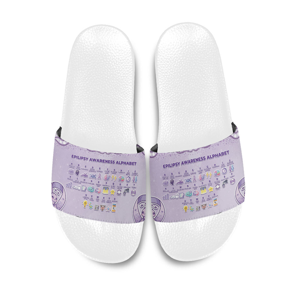Epilepsy Support Slide Sandals Purple Ribbon Butterfly Cute Style