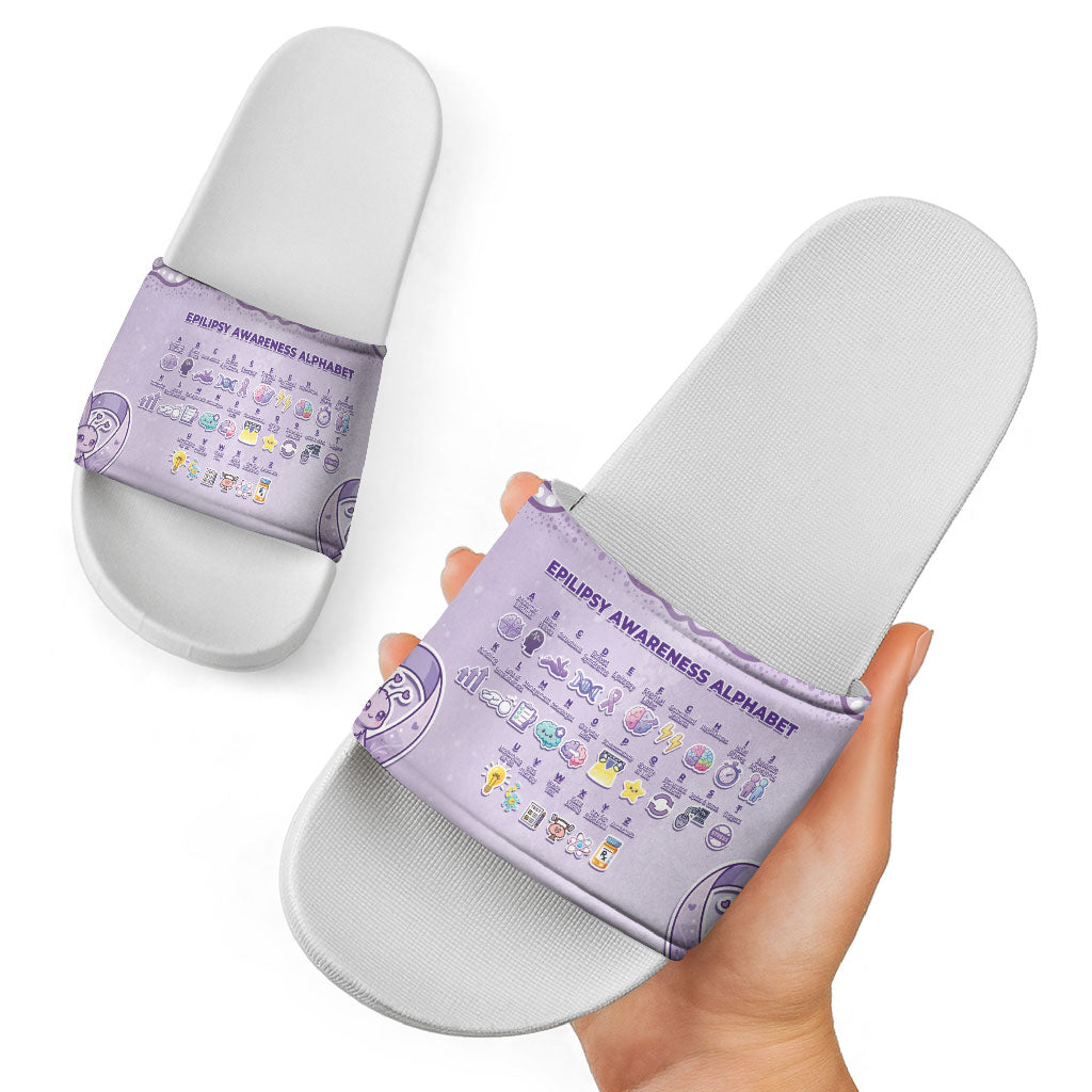 Epilepsy Support Slide Sandals Purple Ribbon Butterfly Cute Style