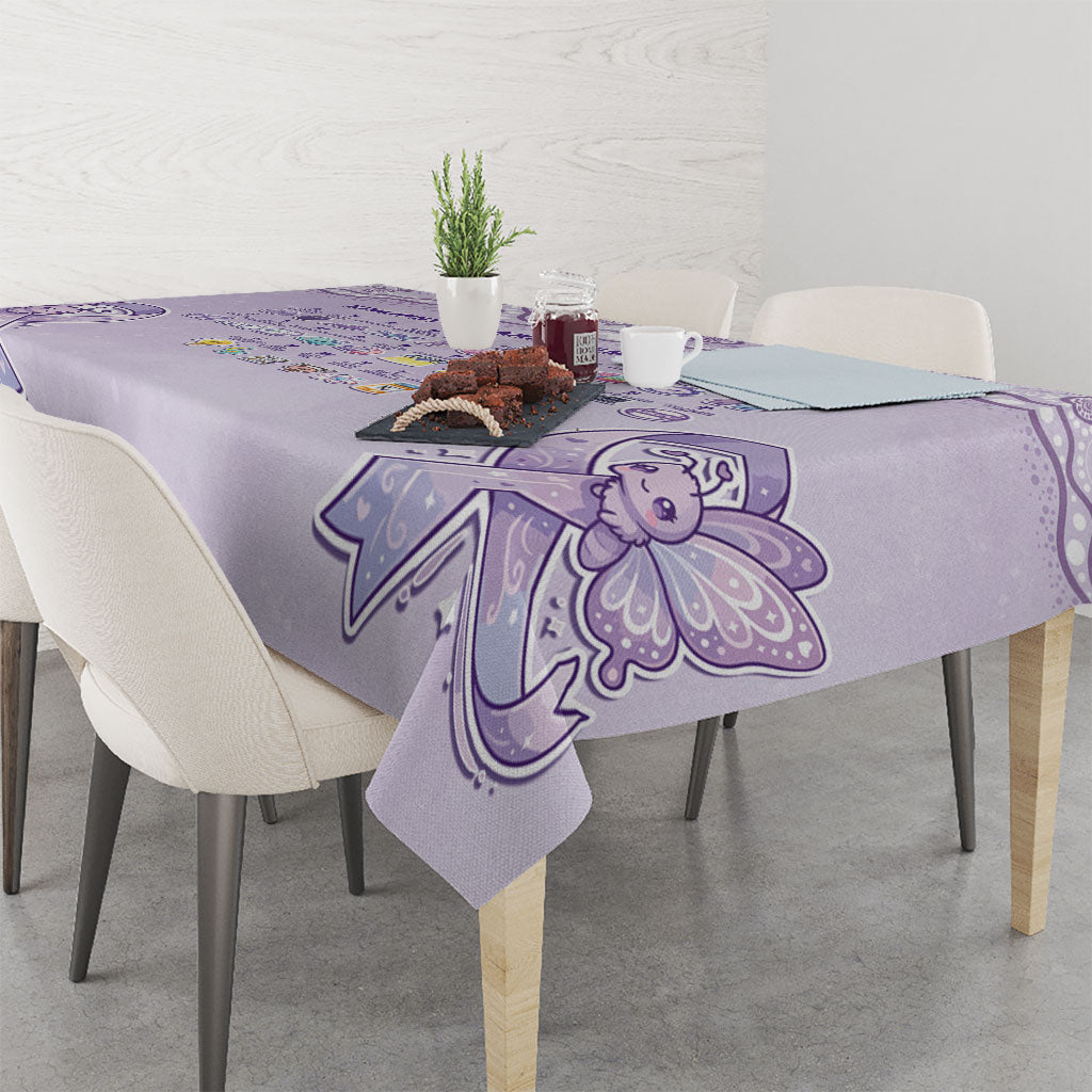 Epilepsy Support Tablecloth Purple Ribbon Butterfly Cute Style