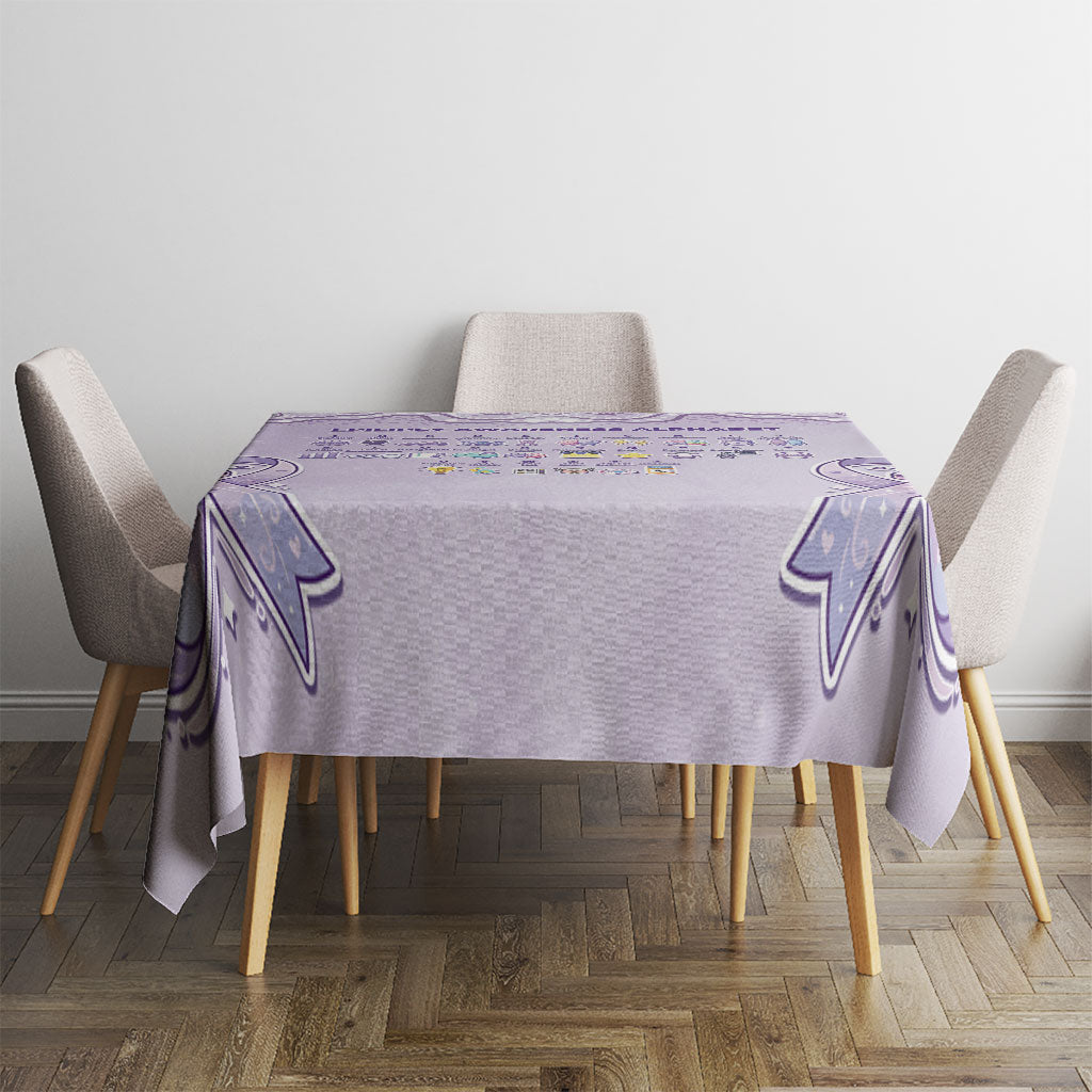 Epilepsy Support Tablecloth Purple Ribbon Butterfly Cute Style