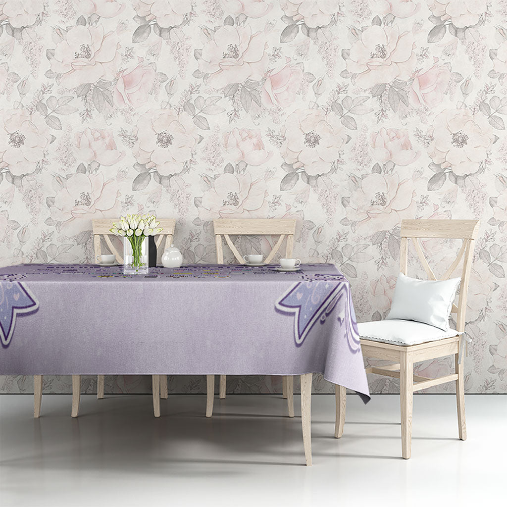 Epilepsy Support Tablecloth Purple Ribbon Butterfly Cute Style