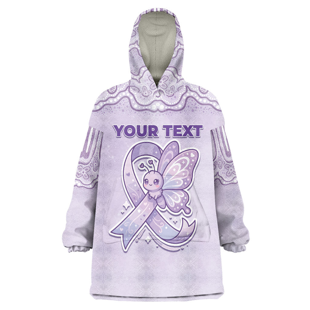 Personalised Epilepsy Support Wearable Blanket Hoodie Purple Ribbon Butterfly Cute Style