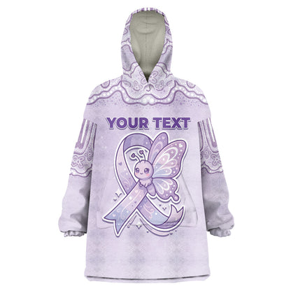 Personalised Epilepsy Support Wearable Blanket Hoodie Purple Ribbon Butterfly Cute Style