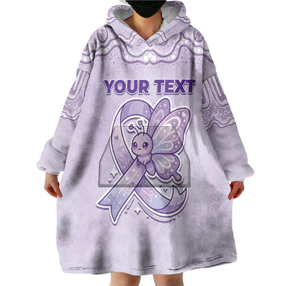 Personalised Epilepsy Support Wearable Blanket Hoodie Purple Ribbon Butterfly Cute Style