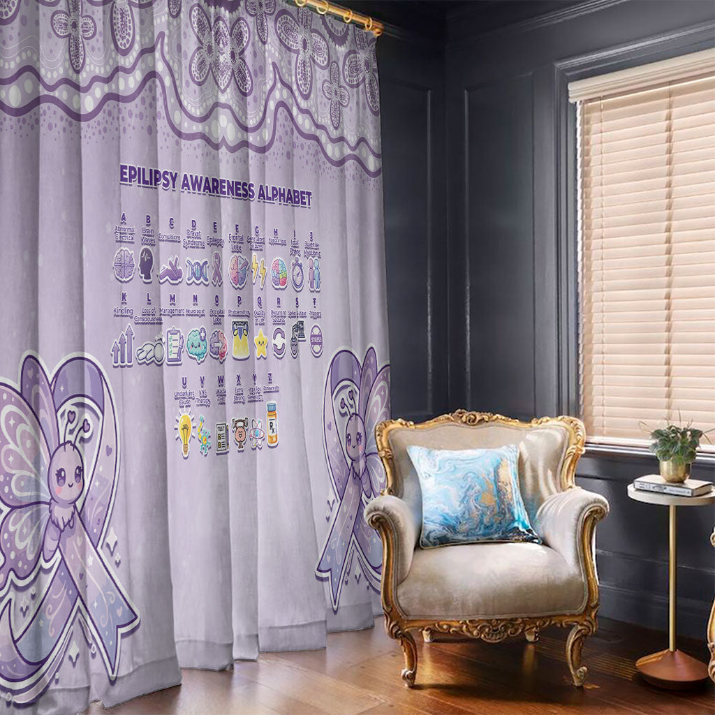 Epilepsy Support Window Curtain Purple Ribbon Butterfly Cute Style