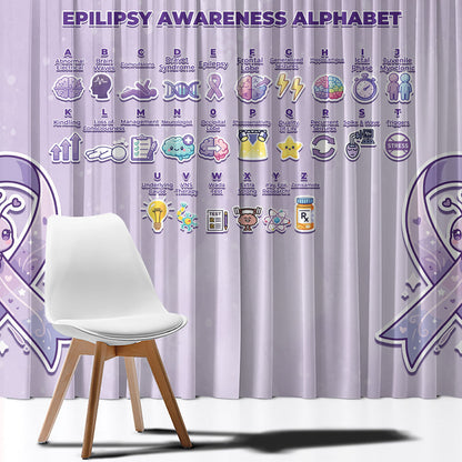 Epilepsy Support Window Curtain Purple Ribbon Butterfly Cute Style