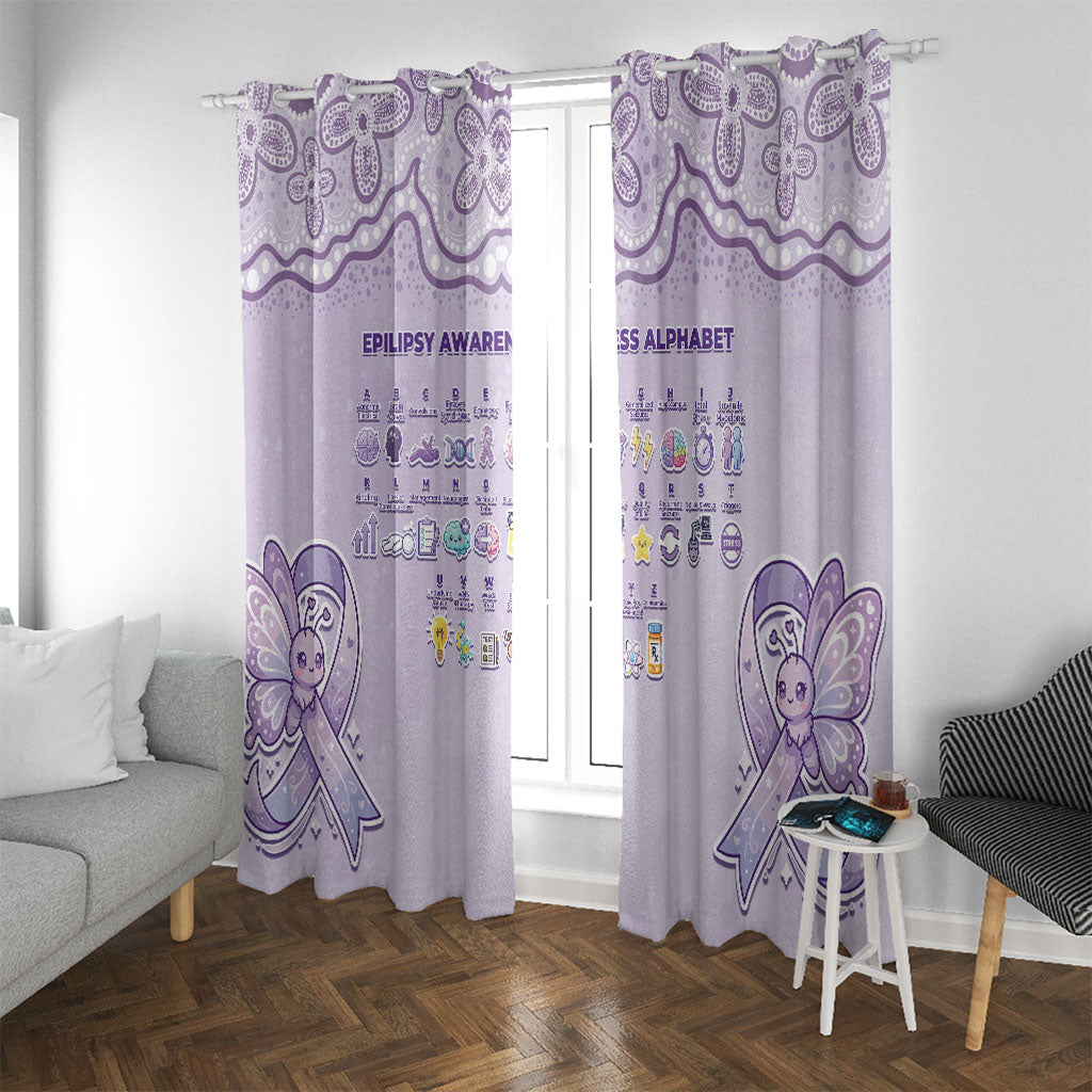 Epilepsy Support Window Curtain Purple Ribbon Butterfly Cute Style