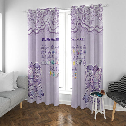Epilepsy Support Window Curtain Purple Ribbon Butterfly Cute Style