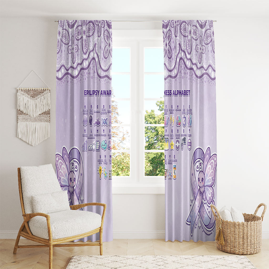 Epilepsy Support Window Curtain Purple Ribbon Butterfly Cute Style