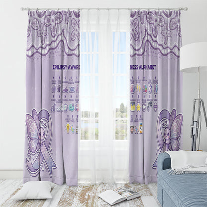 Epilepsy Support Window Curtain Purple Ribbon Butterfly Cute Style