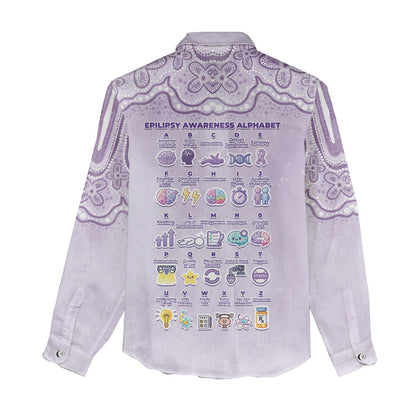 Personalised Epilepsy Support Women Casual Shirt Purple Ribbon Butterfly Cute Style
