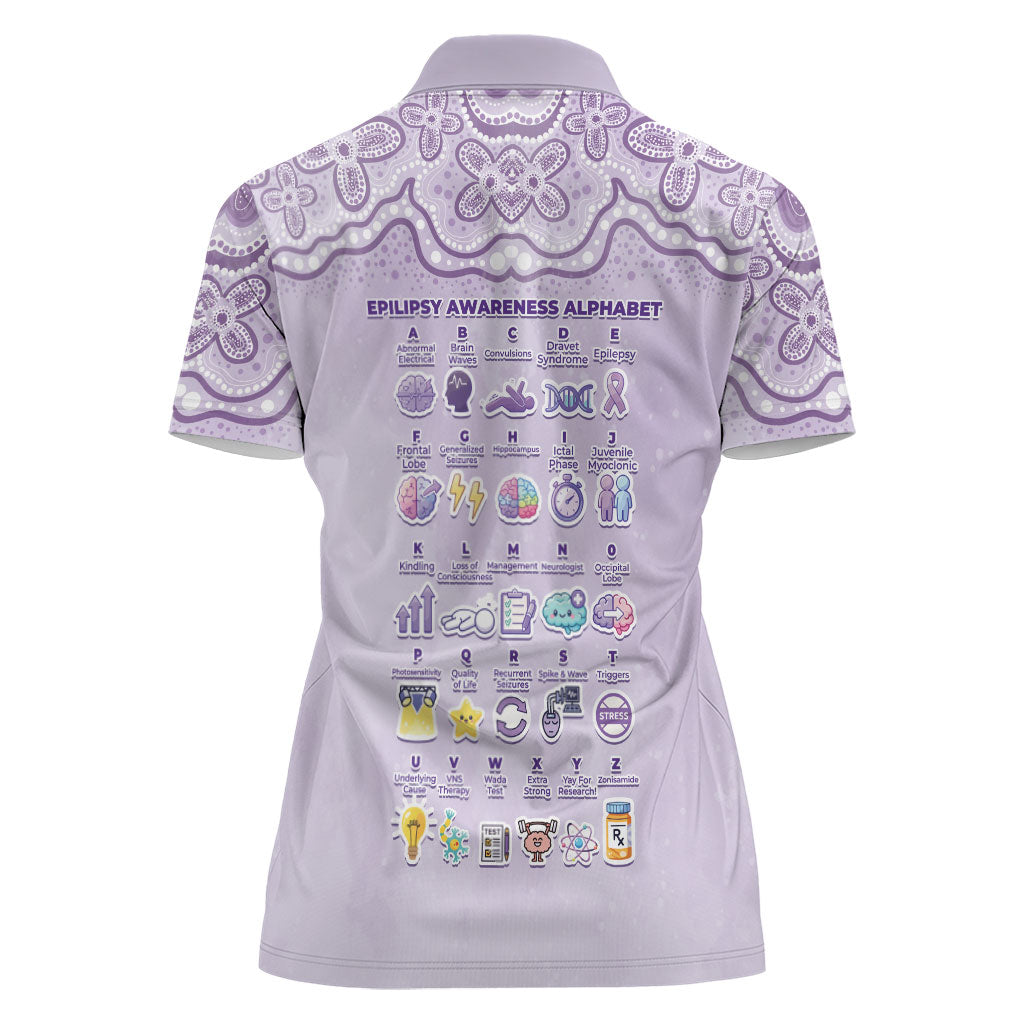 Personalised Epilepsy Support Women Polo Shirt Purple Ribbon Butterfly Cute Style