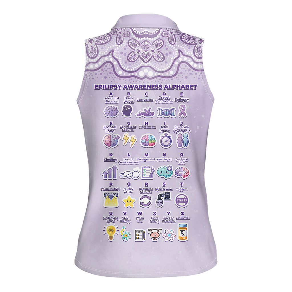 Personalised Epilepsy Support Women Sleeveless Polo Shirt Purple Ribbon Butterfly Cute Style