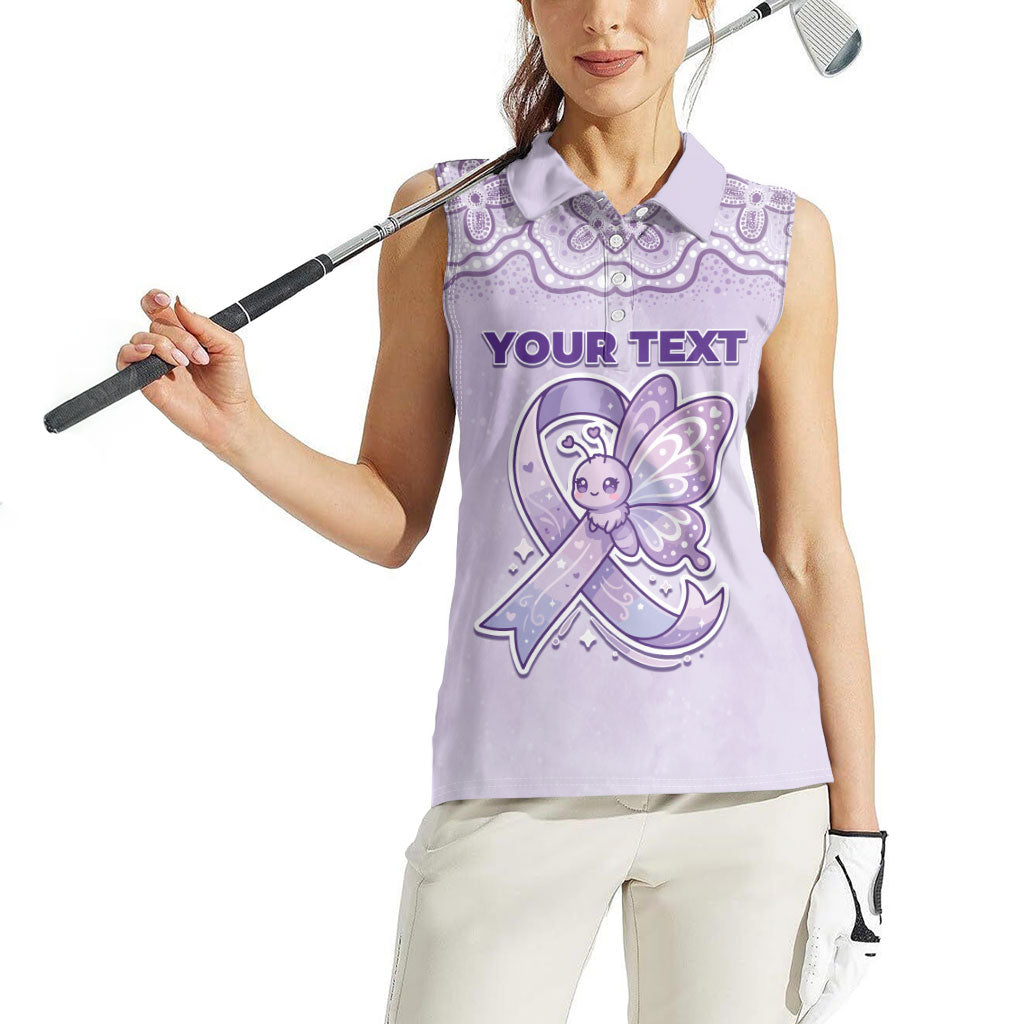 Personalised Epilepsy Support Women Sleeveless Polo Shirt Purple Ribbon Butterfly Cute Style