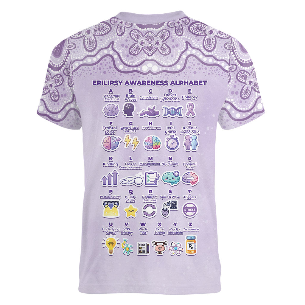 Personalised Epilepsy Support Women V-Neck T-Shirt Purple Ribbon Butterfly Cute Style