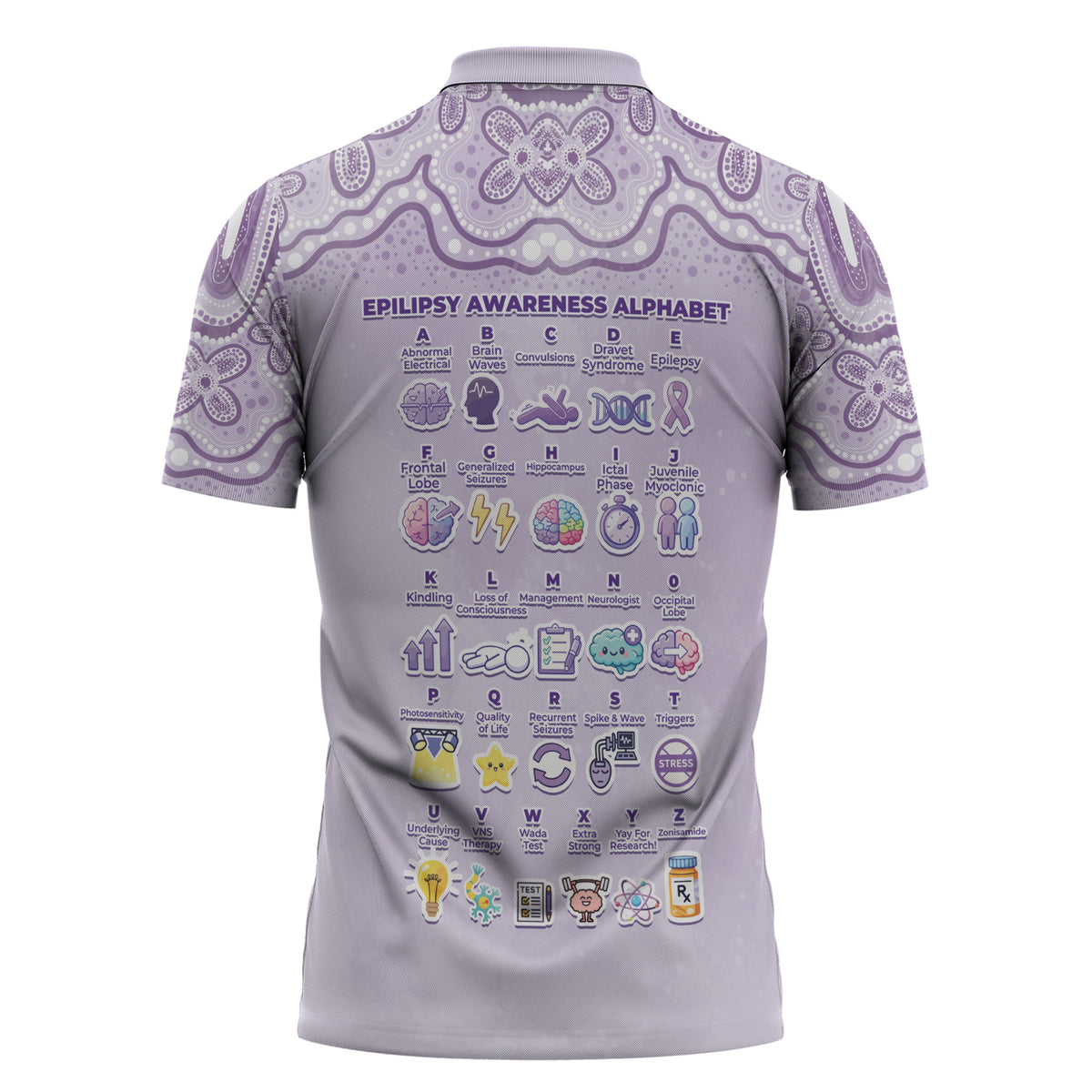 Personalised Epilepsy Support Zipper Polo Shirt Purple Ribbon Butterfly Cute Style