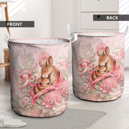 Breast Cancer Support Laundry Basket Mother Kangaroo And Ribbon Hope