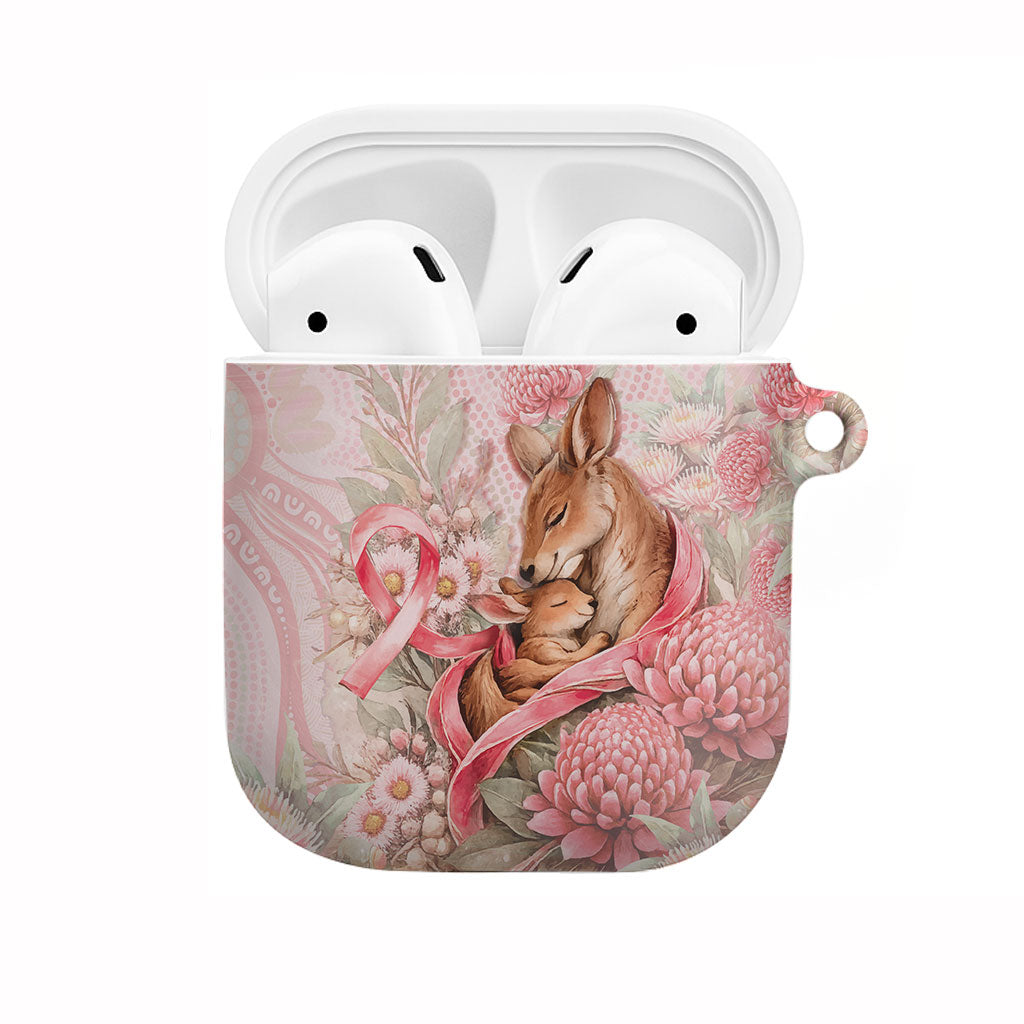 Breast Cancer Support AirPods Case Mother Kangaroo And Ribbon Hope
