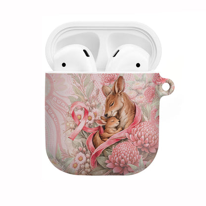 Breast Cancer Support AirPods Case Mother Kangaroo And Ribbon Hope