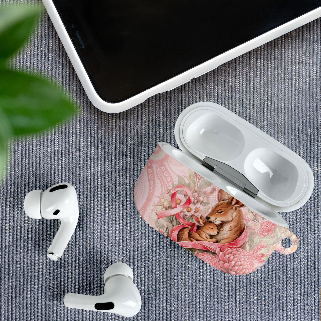 Breast Cancer Support AirPods Case Mother Kangaroo And Ribbon Hope