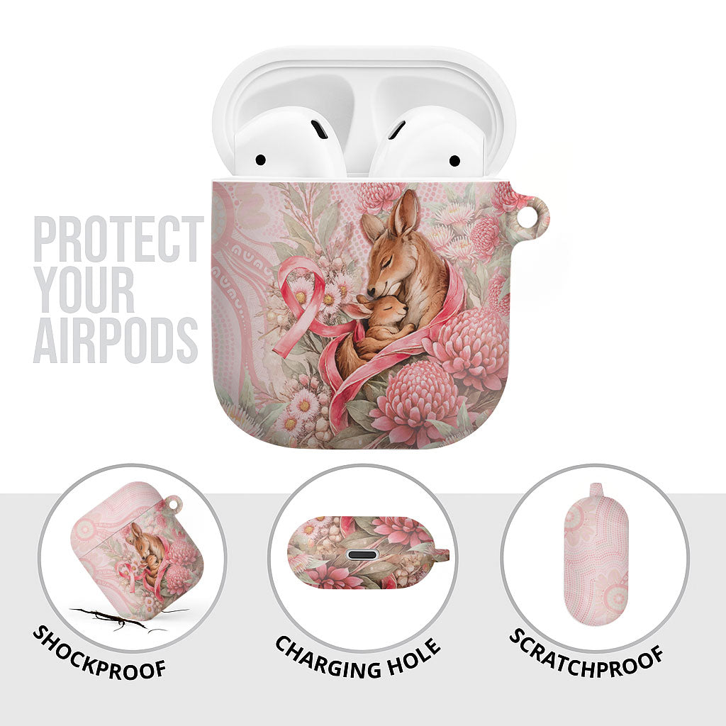 Breast Cancer Support AirPods Case Mother Kangaroo And Ribbon Hope