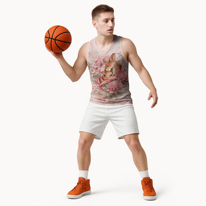 Personalised Breast Cancer Support Basketball Jersey Mother Kangaroo And Ribbon Hope