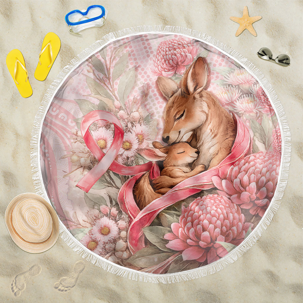 Breast Cancer Support Beach Blanket Mother Kangaroo And Ribbon Hope
