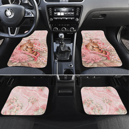 Personalised Breast Cancer Support Car Mats Mother Kangaroo And Ribbon Hope