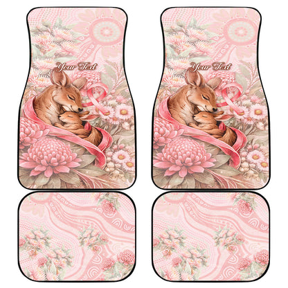 Personalised Breast Cancer Support Car Mats Mother Kangaroo And Ribbon Hope