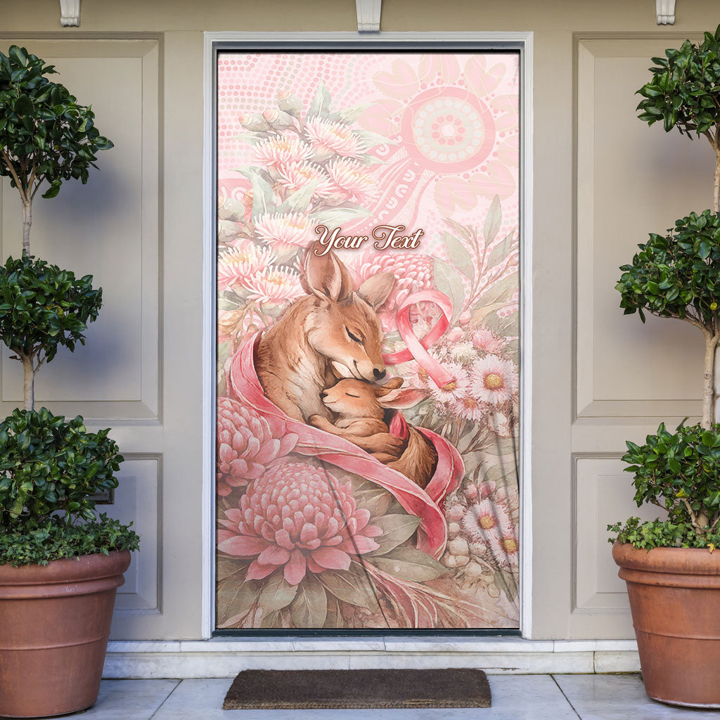 Personalised Breast Cancer Support Door Cover Mother Kangaroo And Ribbon Hope
