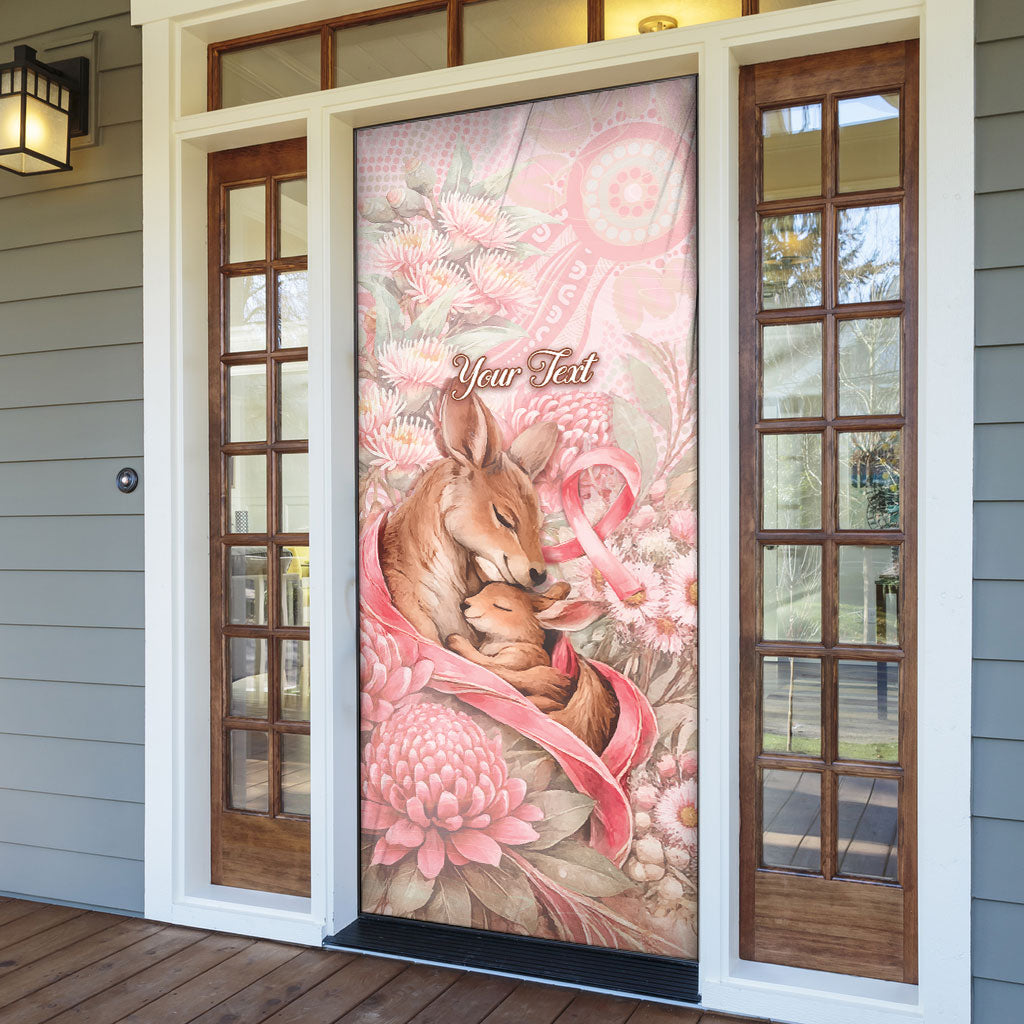 Personalised Breast Cancer Support Door Cover Mother Kangaroo And Ribbon Hope