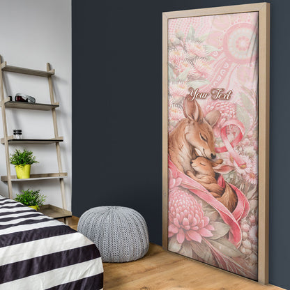 Personalised Breast Cancer Support Door Cover Mother Kangaroo And Ribbon Hope