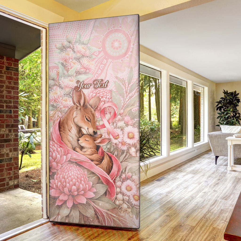 Personalised Breast Cancer Support Door Cover Mother Kangaroo And Ribbon Hope