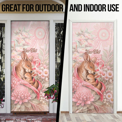 Personalised Breast Cancer Support Door Cover Mother Kangaroo And Ribbon Hope
