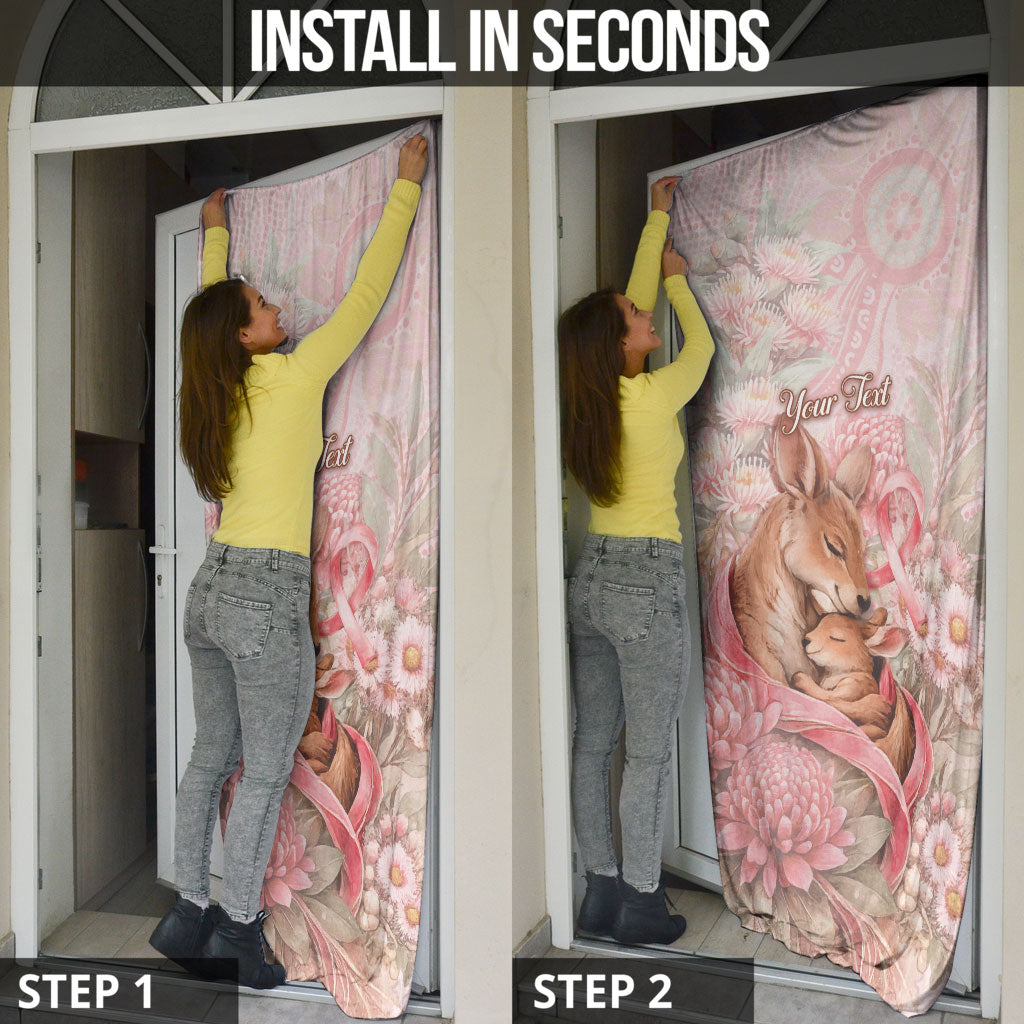 Personalised Breast Cancer Support Door Cover Mother Kangaroo And Ribbon Hope